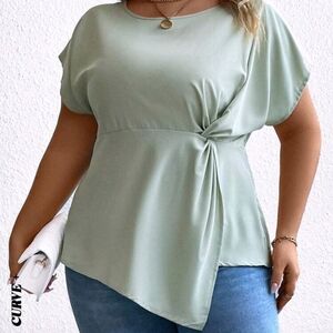 MAKE AN OFFER! SHEIN Curve Green Asymmetrical Top